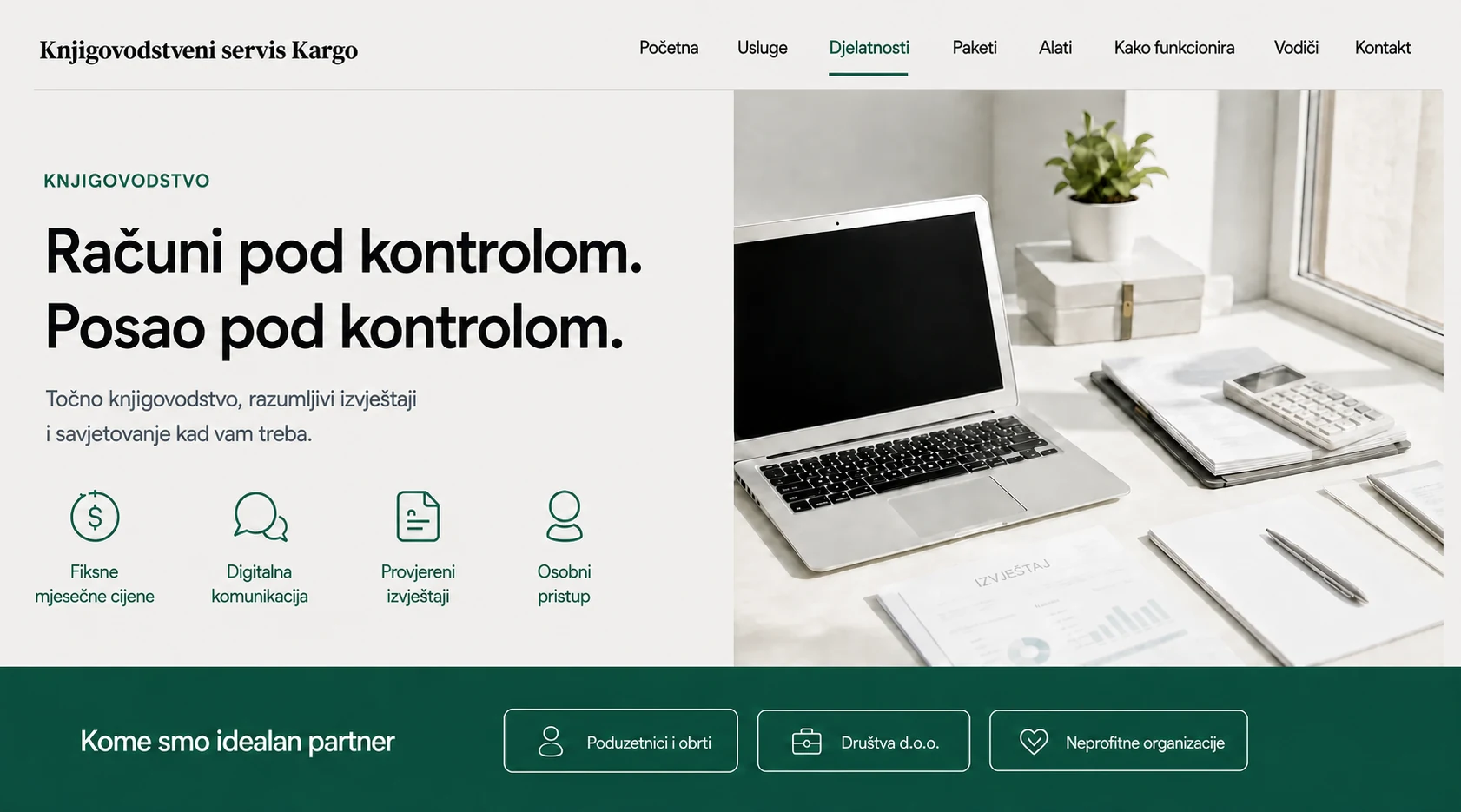 Primjer web stranice za knjigovodstveni servis