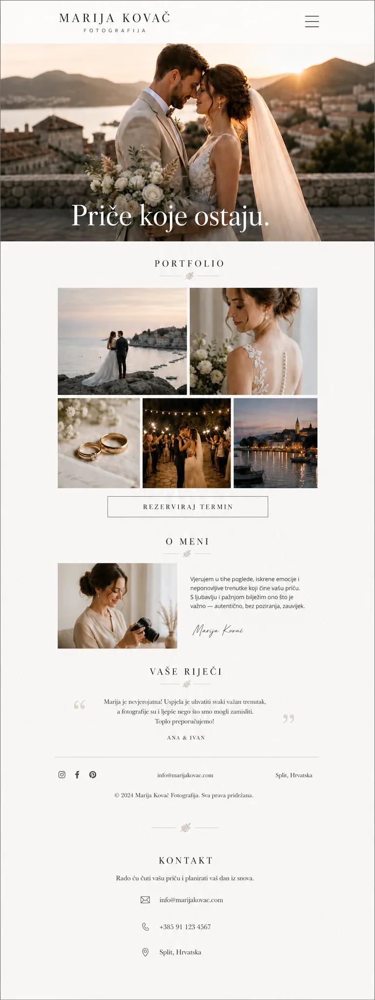 Galerijska web stranica fotografa vjenčanja