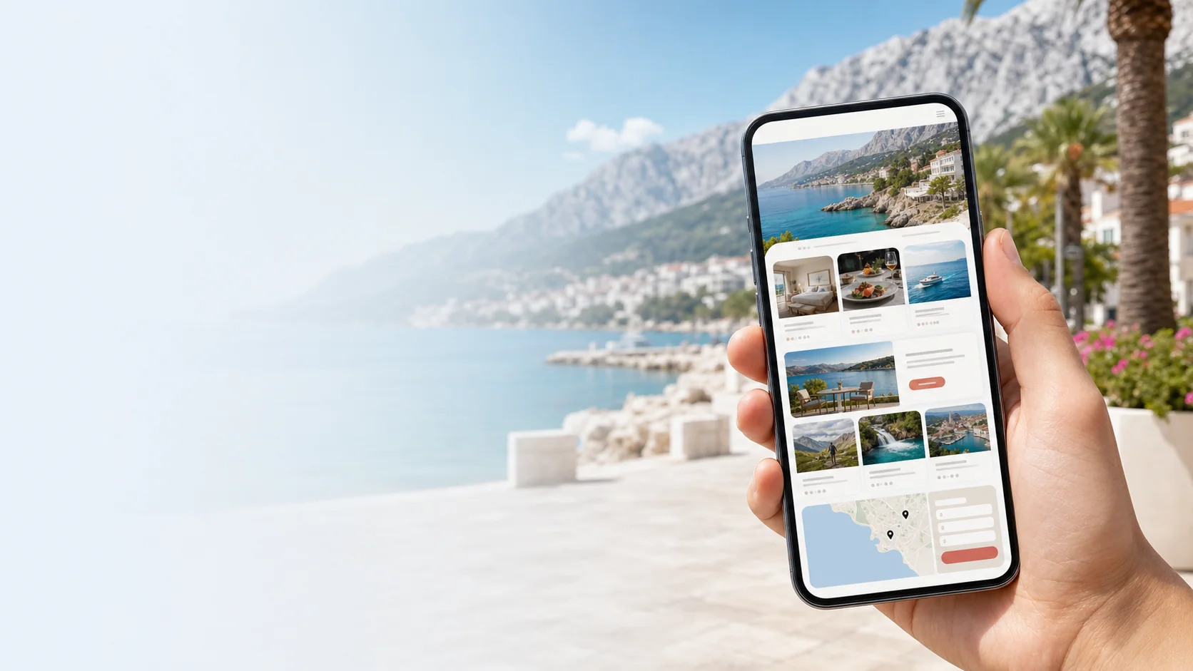 Mobilni prikaz web stranice za turistički posao u Makarskoj
